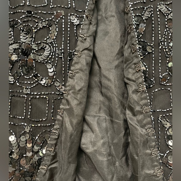 VINTAGE Patra Beaded Silk Blouse, Black Sz PM - Picture 5 of 7